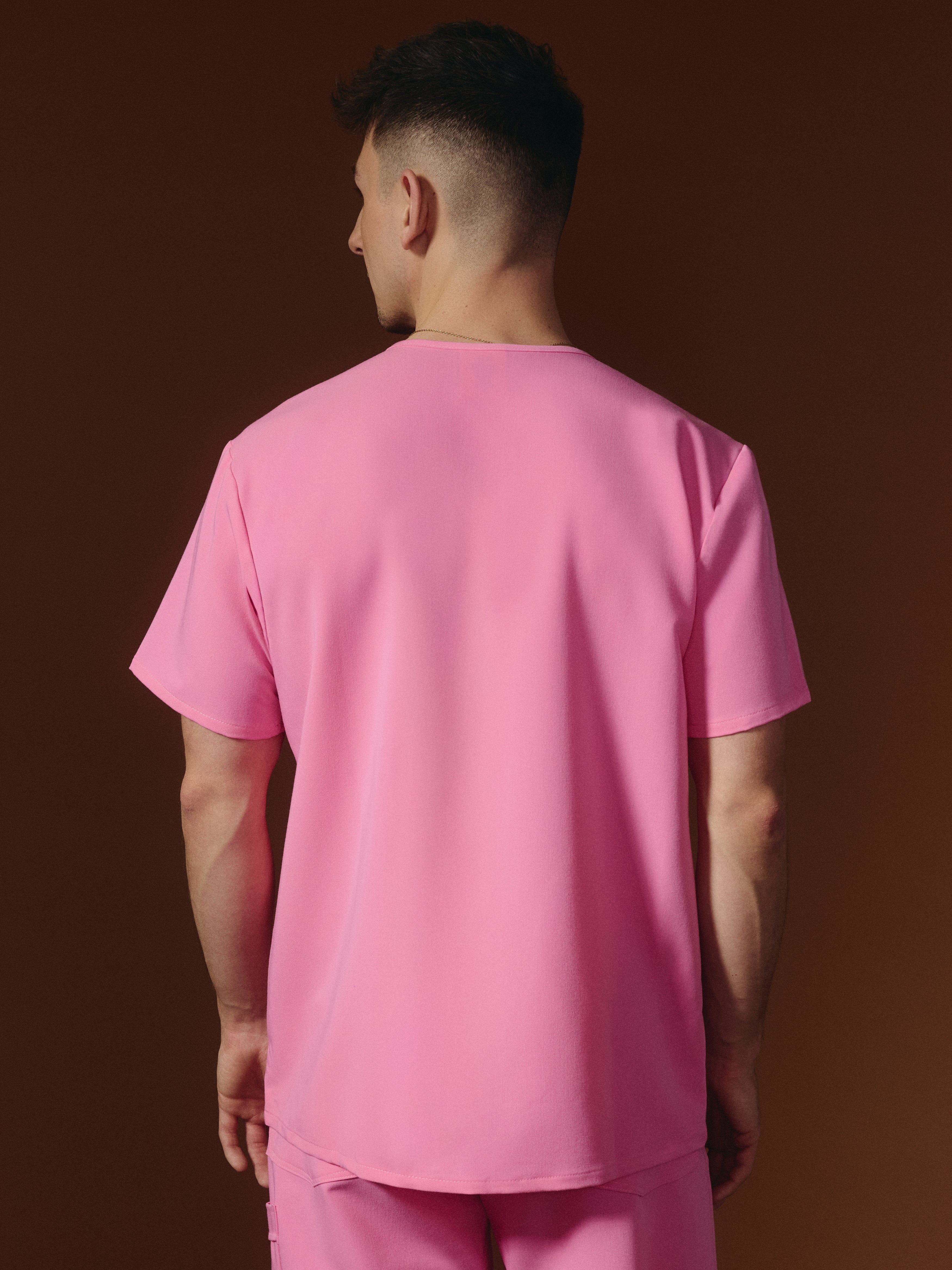 ZACK RE-GARDE™ - G-M x PONY PINK - Three Pockets Men's Scrub Top - SILVADUR™ - Image 3