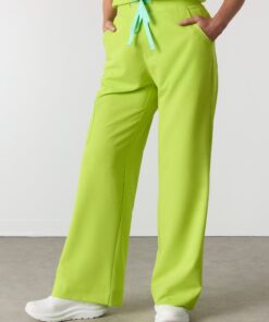 Alternative view of MILA RE-GARDE™ - LIME - Wide Leg Scrub Pants - SILVADUR™