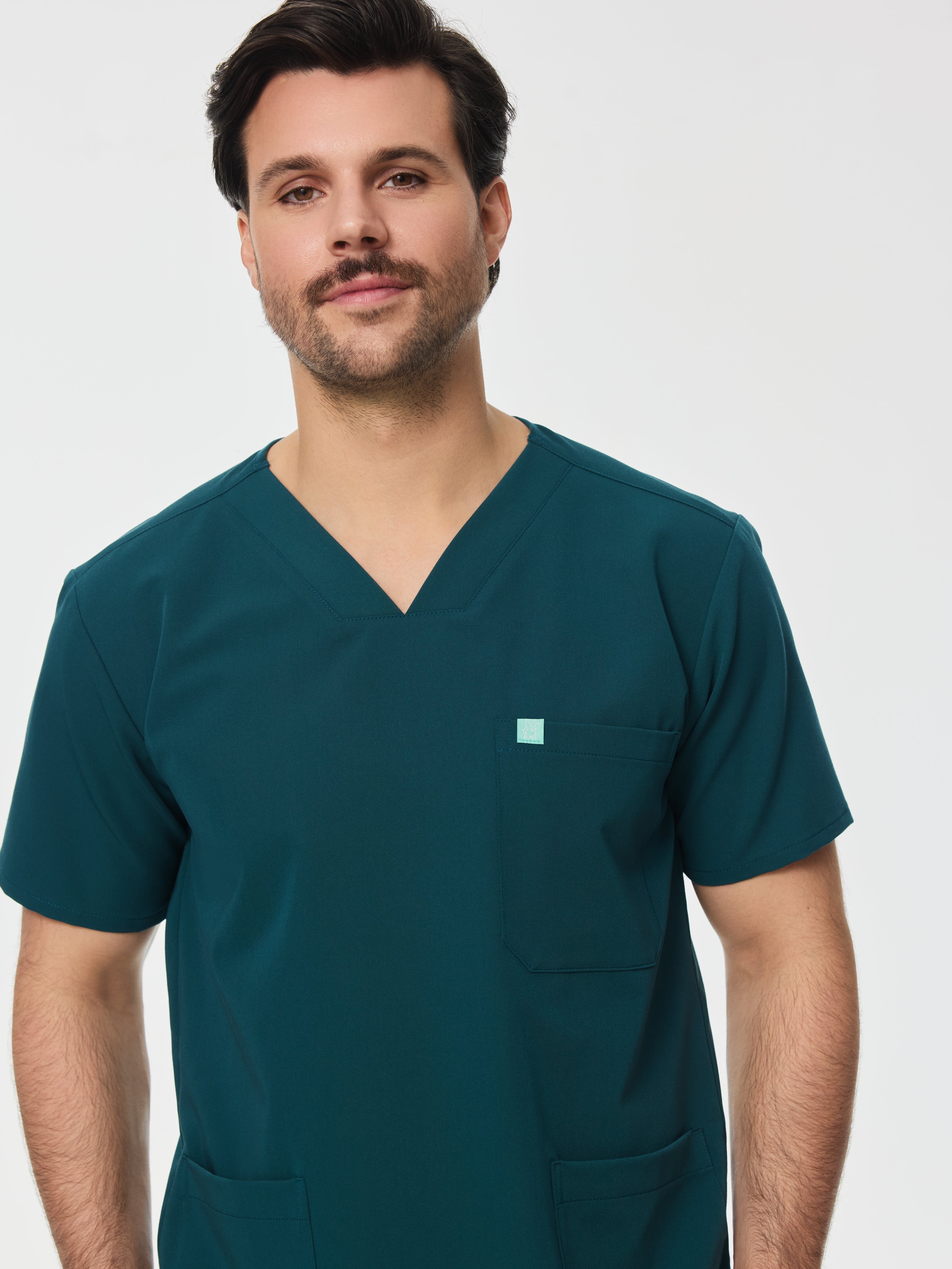 ZACK RE-GARDE™ - TEAL - Three Pockets Men's Scrub Top - SILVADUR™ - Image 3