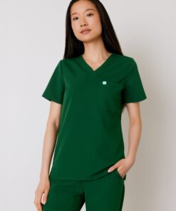 GABRIELLE RE-GARDE™ - EDEN GREEN - One Pocket Scrub Top - SILVADUR™ - Final Sale