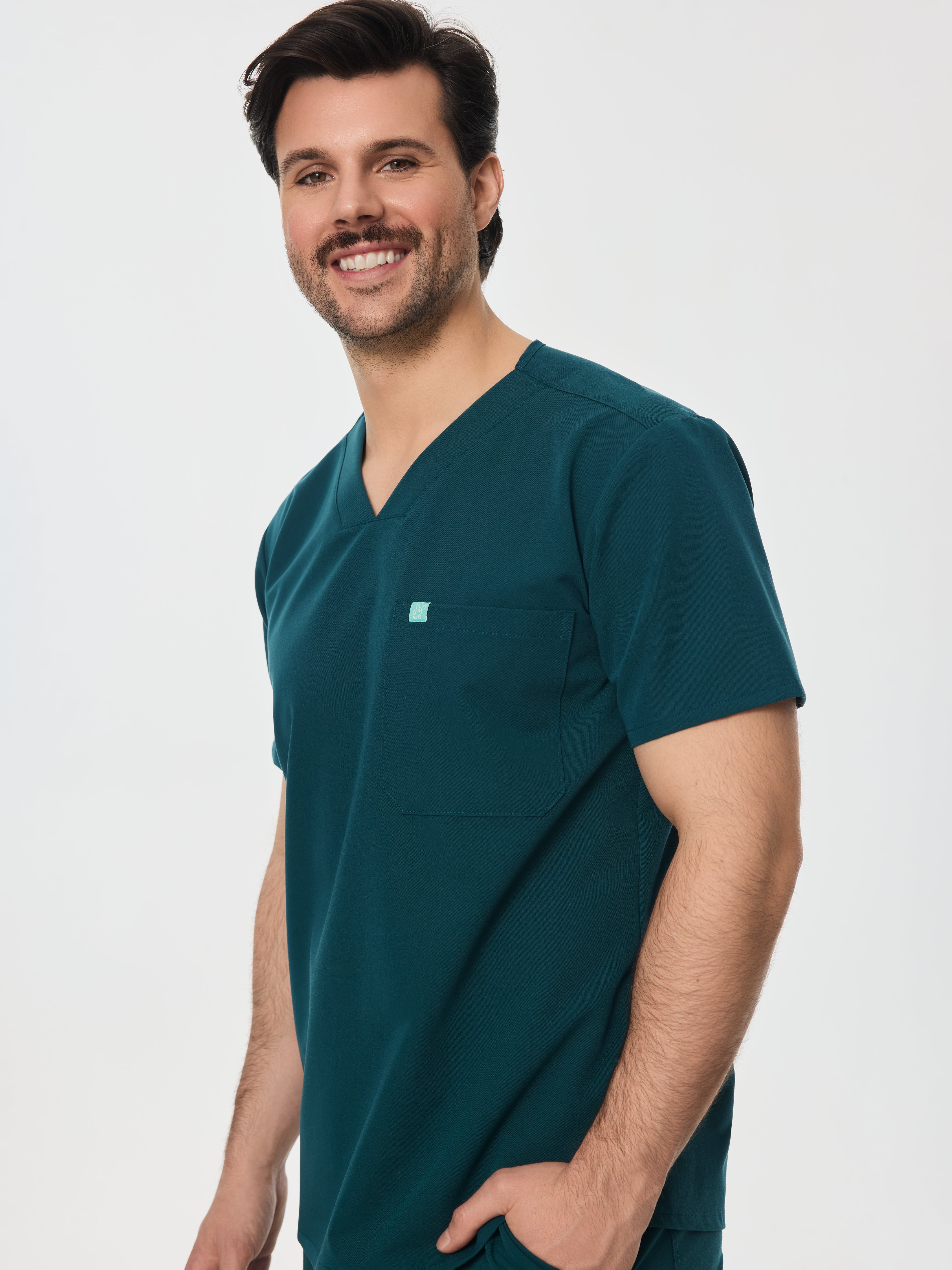 LOGAN RE-GARDE™ - TEAL - One Pocket Men's Scrub Top - SILVADUR™ - Image 3