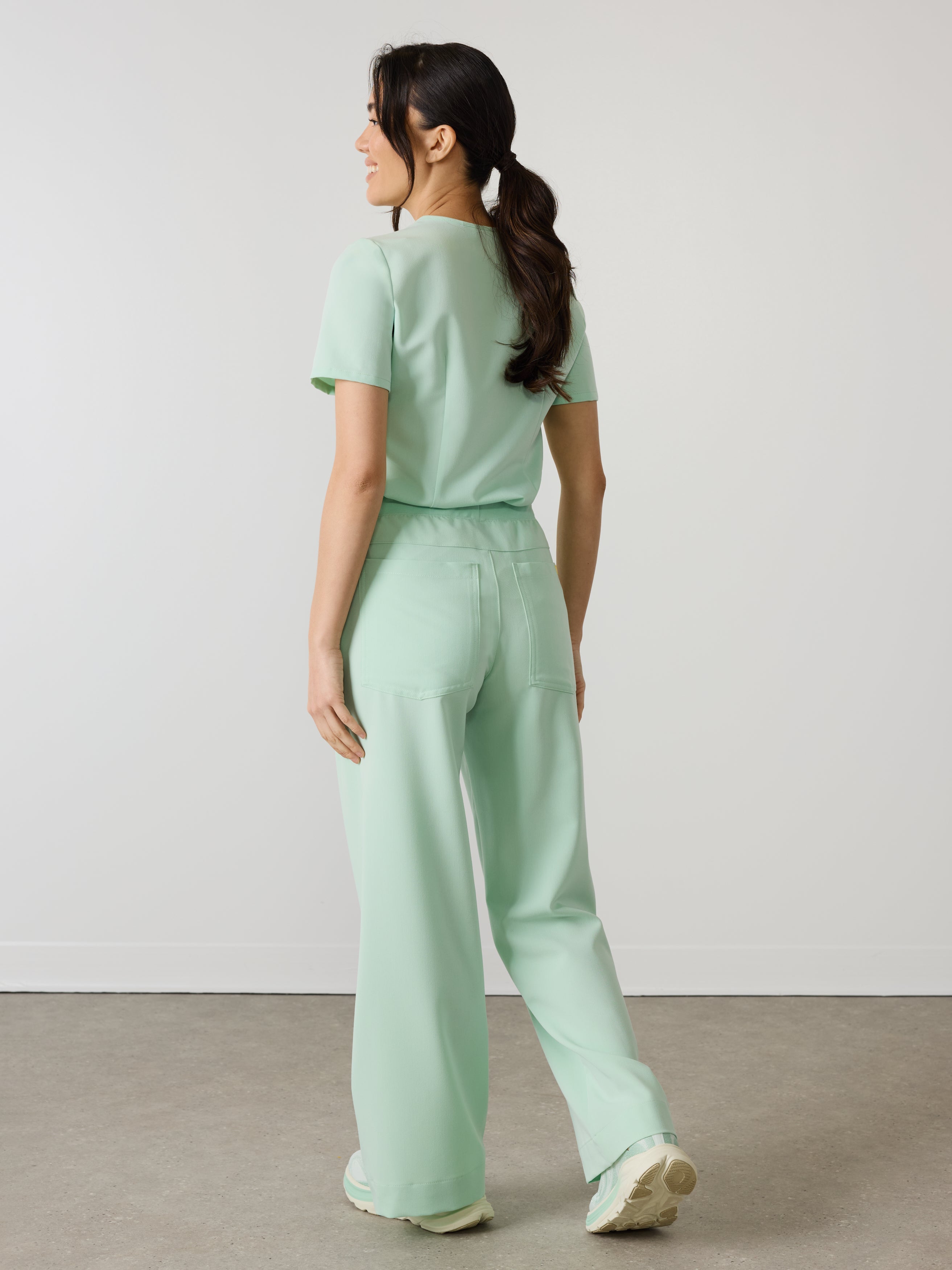 MILA RE-GARDE™ - MISTY MINT - Wide Leg Scrub Pants - SILVADUR™ - Image 4