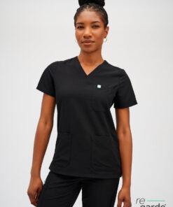 CHLOE RE-GARDE™ - MIDNIGHT BLACK - Three Pockets Scrub Top - Final Sale