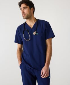 ZACK RE-GARDE™ - MODERN NAVY - Three Pockets Men's Scrub Top - SILVADUR™
