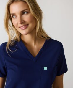 Alternative view of GABRIELLE RE-GARDE™ - MODERN NAVY - One Pocket Scrub Top - SILVADUR™