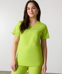 GABRIELLE RE-GARDE™ - LIME - One Pocket Scrub Top - SILVADUR™