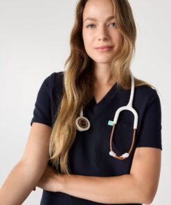 Alternative view of LIV RE-GARDE™ - NAVY - Three Pockets Scrub Top - SILVADUR™ - Final Sale