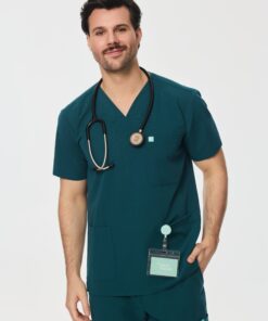 ZACK RE-GARDE™ - TEAL - Three Pockets Men's Scrub Top - SILVADUR™