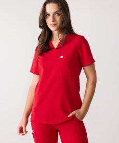GABRIELLE RE-GARDE™ - CANDY CANE - One Pocket Scrub Top - SILVADUR™ - Final Sale