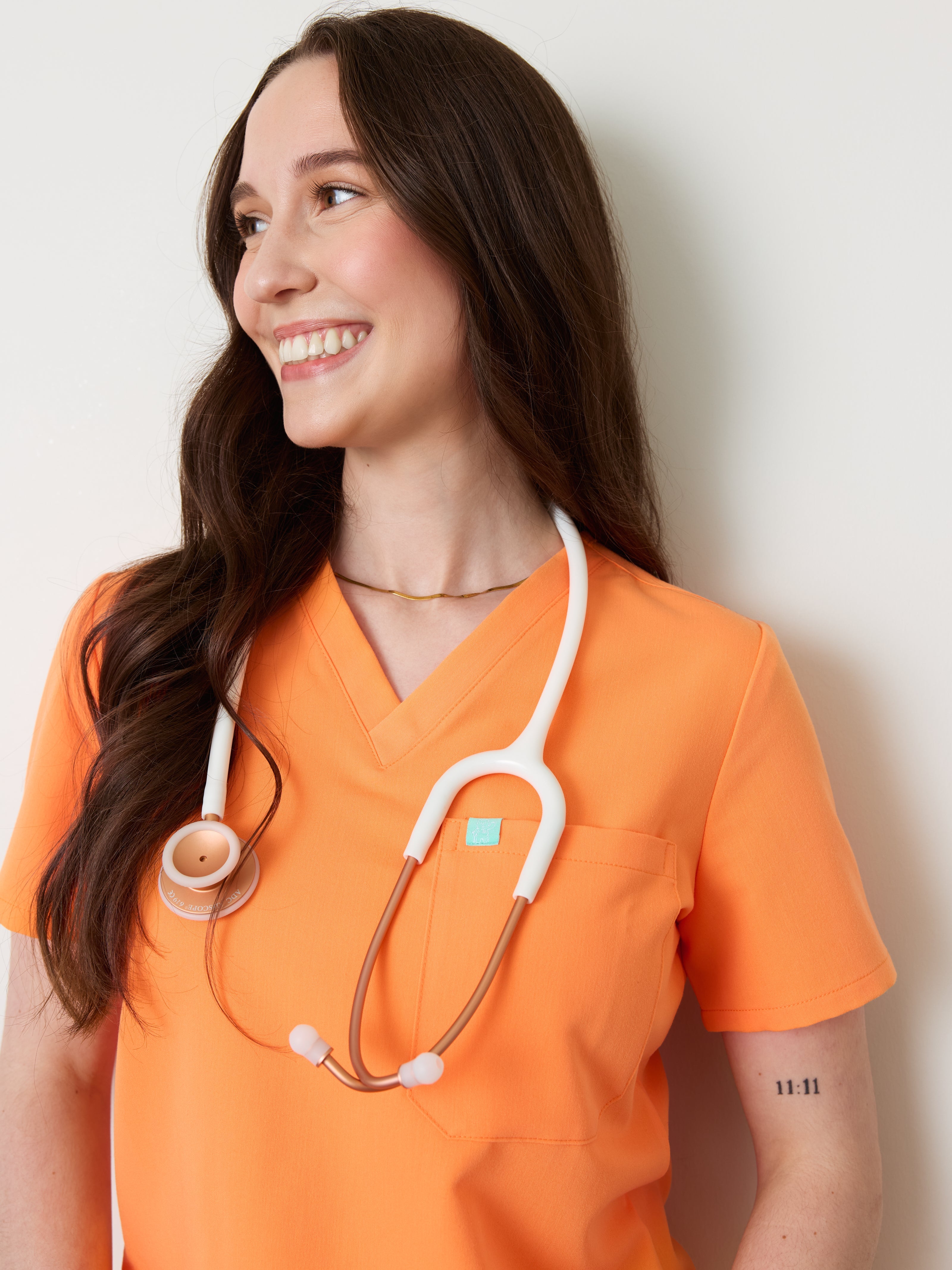 GABRIELLE RE-GARDE™ - NECTARINE - One Pocket Scrub Top - SILVADUR™ - Final Sale - Image 3