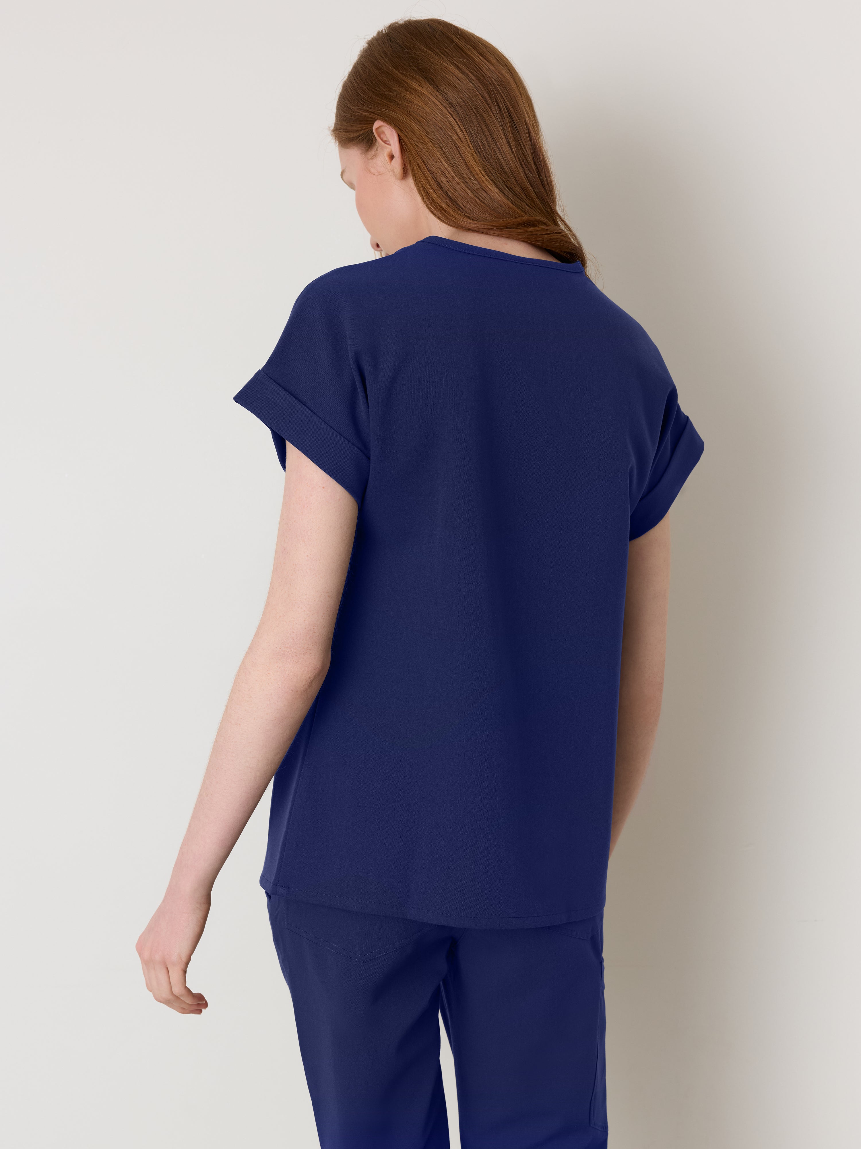 HALLI RE-GARDE™ - MODERN NAVY - Loose Fit Scrub Top - SILVADUR™ - Image 3