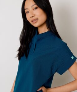 Alternative view of CHARLIE RE-GARDE™ - OPAL BLUE - Mandarine Collar Scrub Top - SILVADUR™
