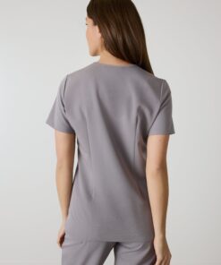 Alternative view of GABRIELLE RE-GARDE™ - ECLIPSE GREY - One Pocket Scrub Top - SILVADUR™