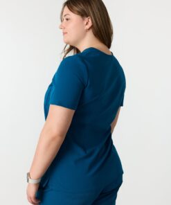 Alternative view of LIV RE-GARDE™ - OPAL BLUE - Three Pockets Scrub Top - SILVADUR™
