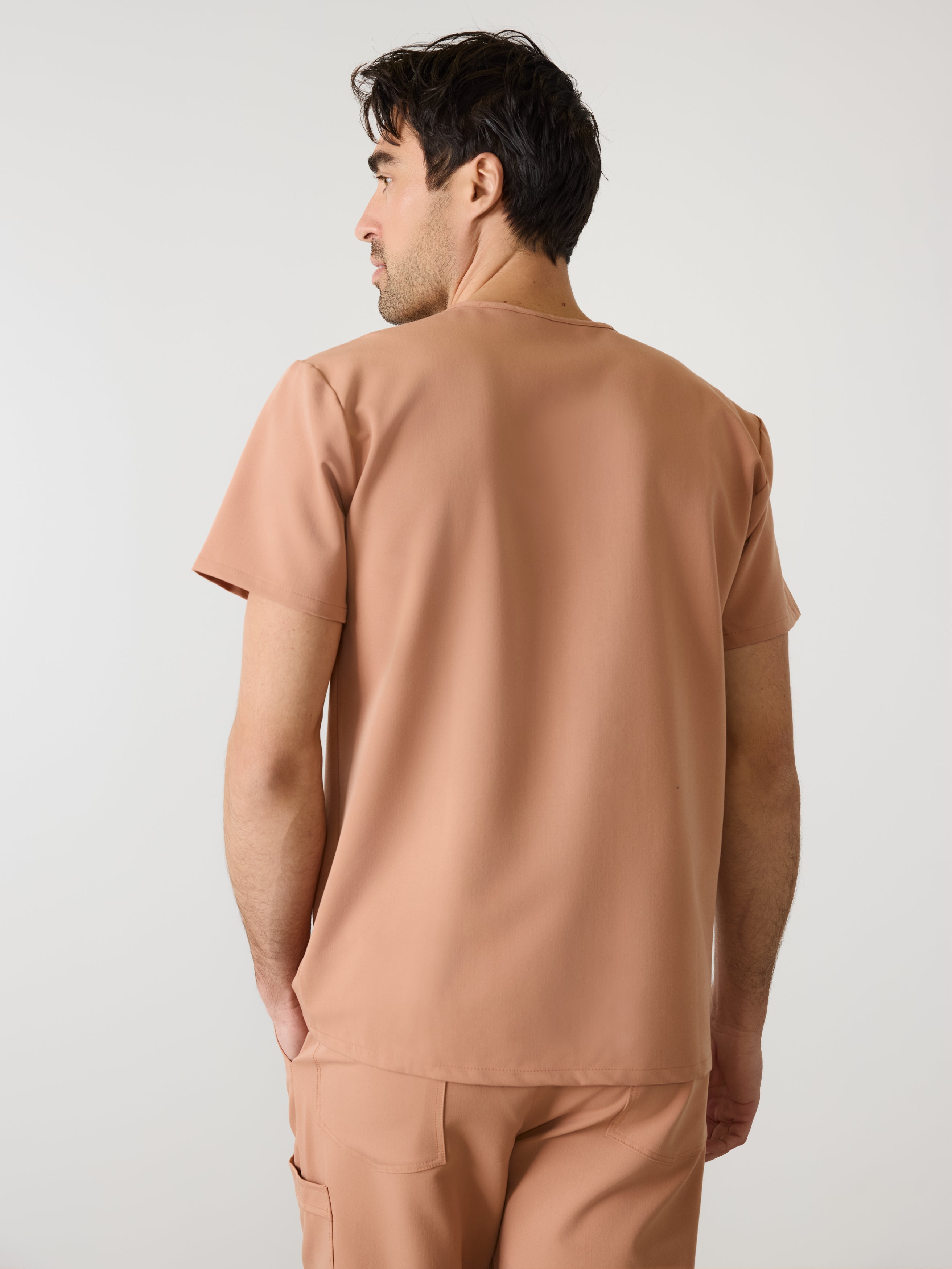 ZACK RE-GARDE™ - MOCHA - Three Pockets Men's Scrub Top - SILVADUR™ - Image 3