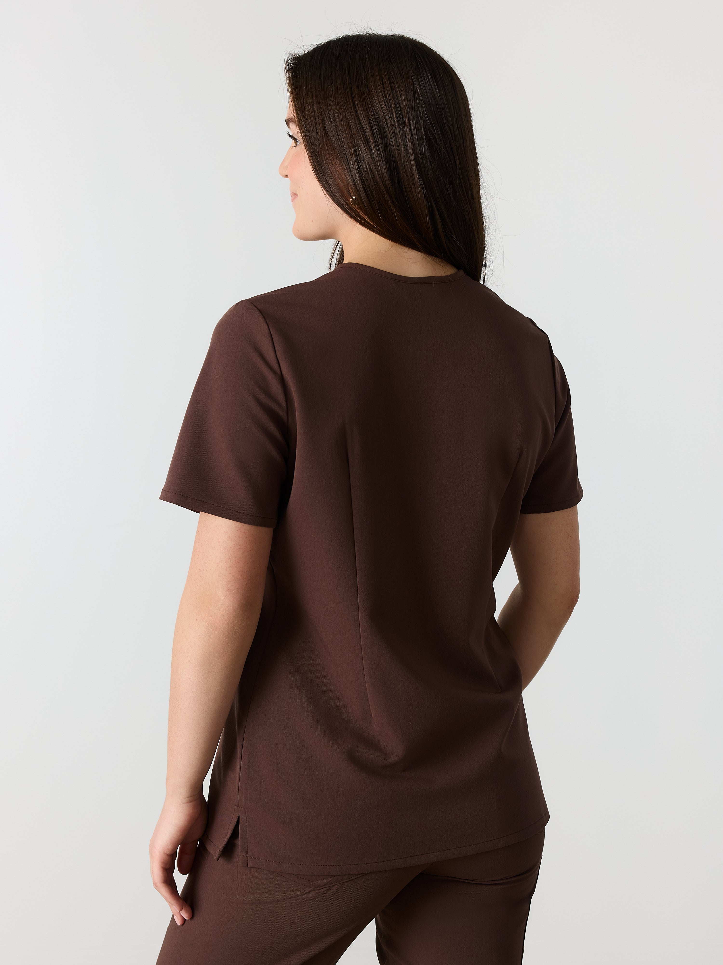 LIV RE-GARDE™ - CHOCOLATE - Three Pockets Scrub Top - SILVADUR™ - Image 3