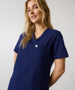 Alternative view of LIV RE-GARDE™ - MODERN NAVY - Three Pockets Scrub Top - SILVADUR™