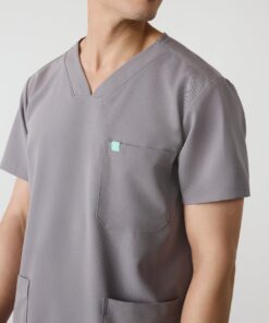 Alternative view of ZACK RE-GARDE™ - ECLIPSE GREY - Three Pockets Men's Scrub Top - SILVADUR™