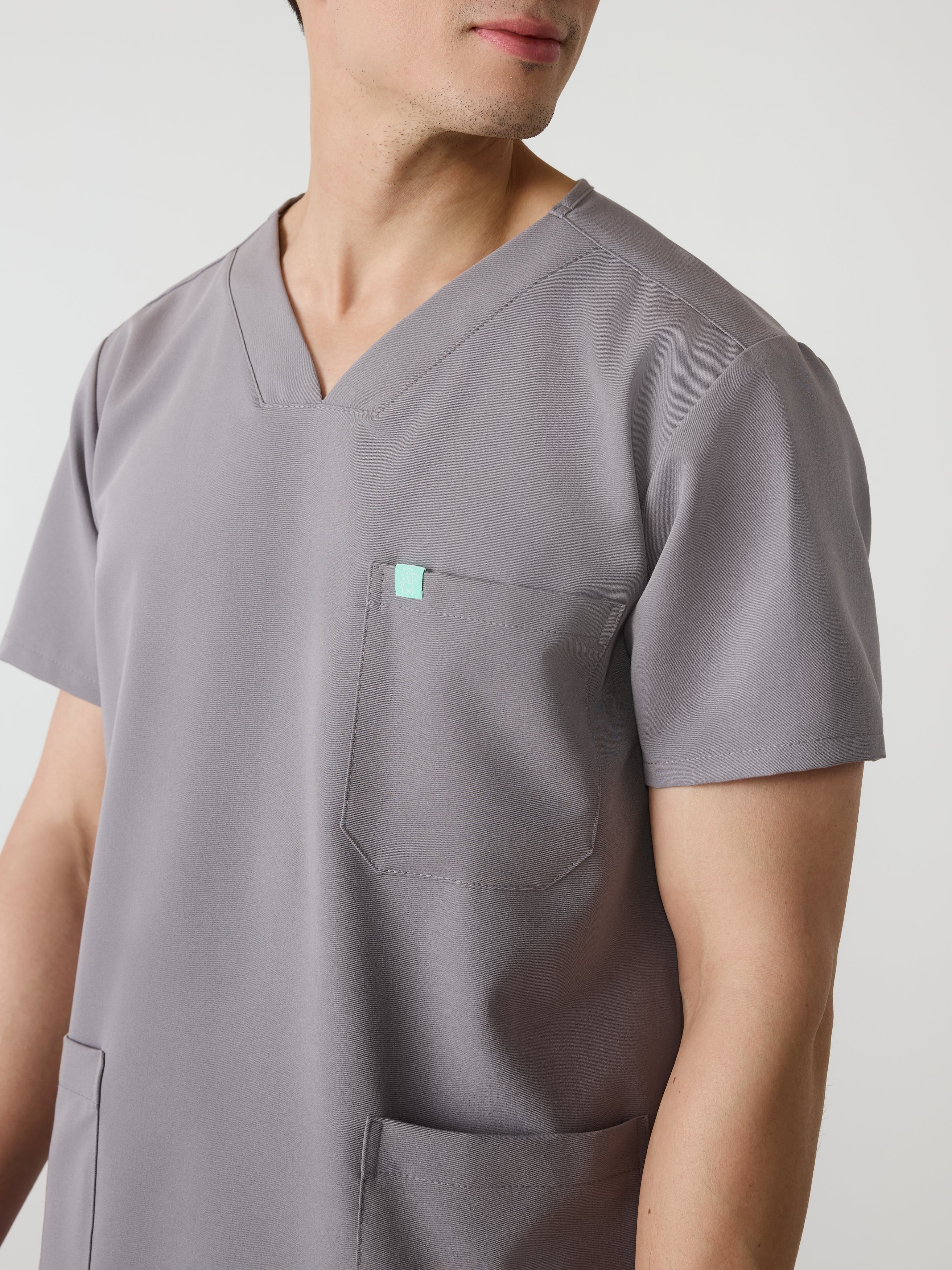 ZACK RE-GARDE™ - ECLIPSE GREY - Three Pockets Men's Scrub Top - SILVADUR™ - Image 2