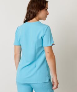 Alternative view of GABRIELLE RE-GARDE™ - RETRO BLUE - One Pocket Scrub Top - Final Sale