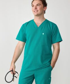 ZACK RE-GARDE™ - ARCTIC MINT - Three Pockets Men's Scrub Top - SILVADUR™