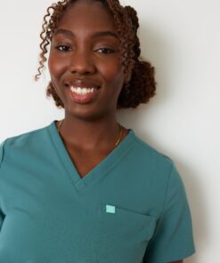 Alternative view of GABRIELLE RE-GARDE™ - LAGOON BLUE - One Pocket Scrub Top - SILVADUR™ - Final Sale