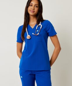 GABRIELLE RE-GARDE™ - ROYAL BLUE - One Pocket Scrub Top - SILVADUR™