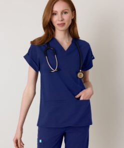 HALLI RE-GARDE™ - MODERN NAVY - Loose Fit Scrub Top - SILVADUR™