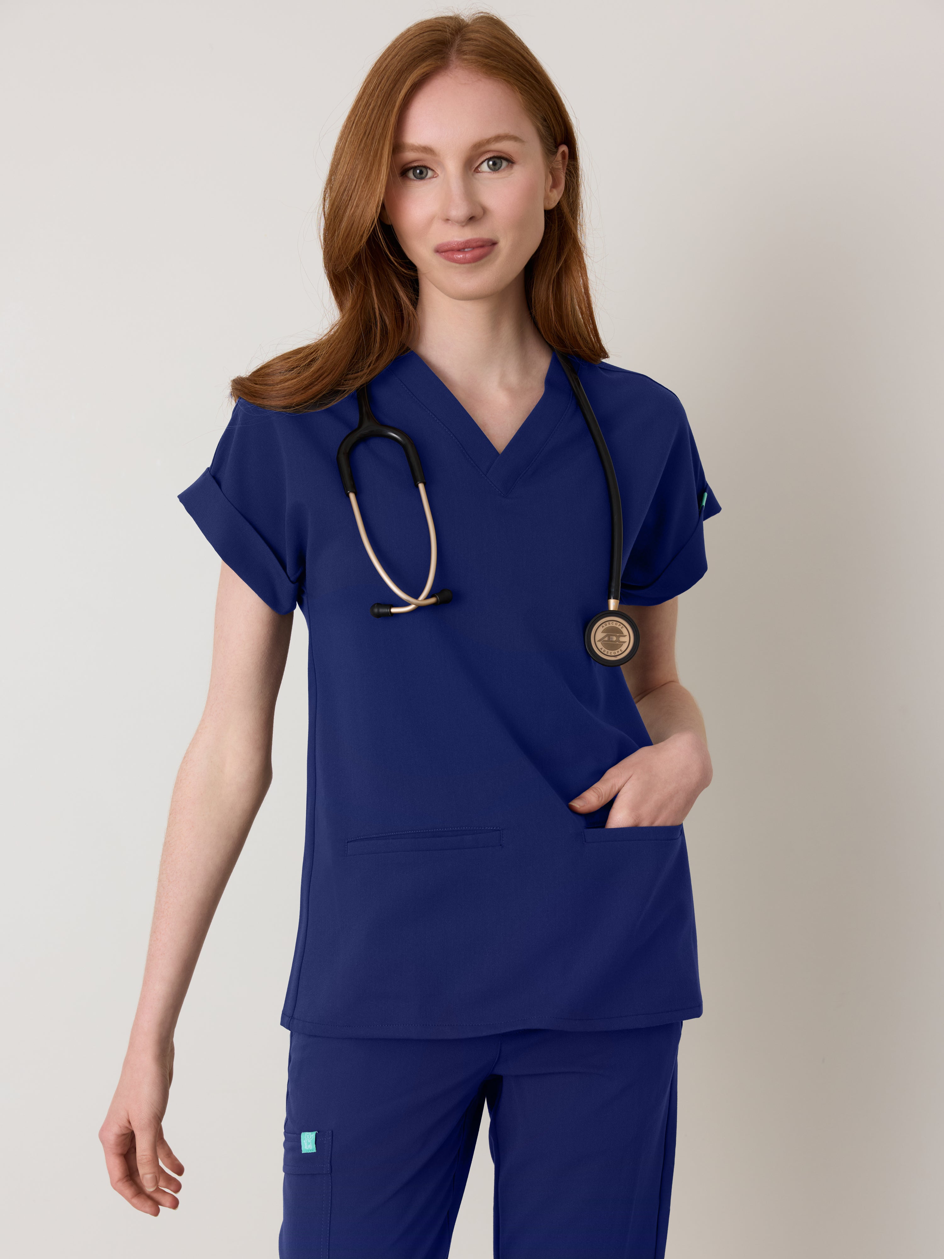 HALLI RE-GARDE™ - MODERN NAVY - Loose Fit Scrub Top - SILVADUR™