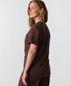 Alternative view of GABRIELLE RE-GARDE™ - CHOCOLATE - One Pocket Scrub Top - SILVADUR™