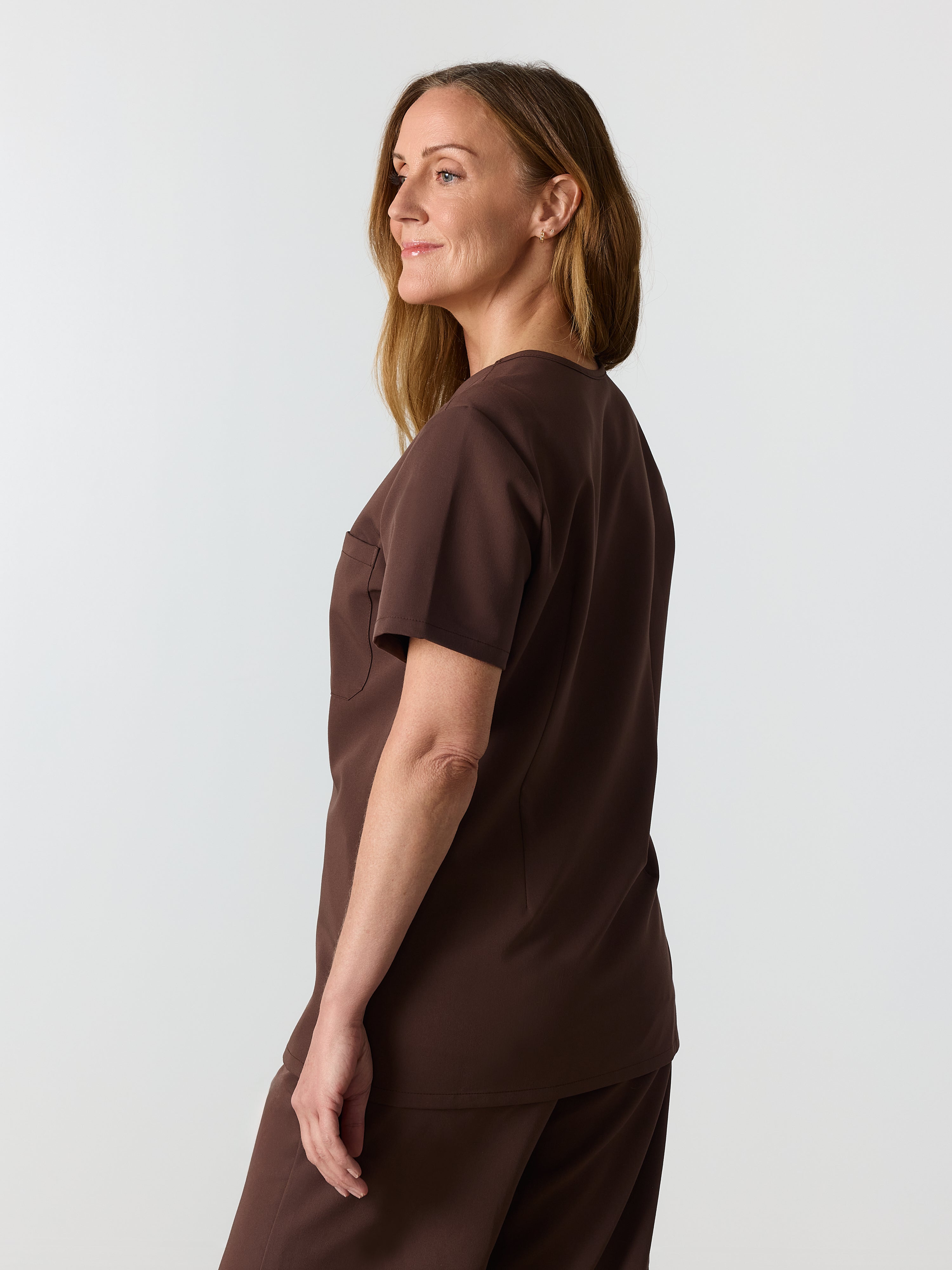 GABRIELLE RE-GARDE™ - CHOCOLATE - One Pocket Scrub Top - SILVADUR™ - Image 2