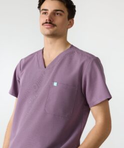 Alternative view of LOGAN RE-GARDE™ - DUSTY PURPLE - One Pocket Men's Scrub Top - SILVADUR™
