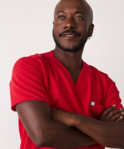 Alternative view of LOGAN RE-GARDE™ - CANDY CANE - One Pocket Men's Scrub Top - SILVADUR™ - Final Sale