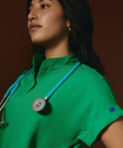 Alternative view of CHARLIE RE-GARDE™ - G-M x PONY GREEN - Mandarine Collar Scrub Top - SILVADUR™