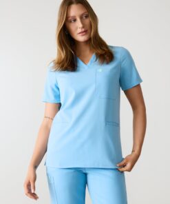 LIV RE-GARDE™ - CLASSIC BLUE - Three Pockets Scrub Top - SILVADUR™