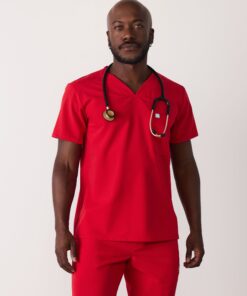 LOGAN RE-GARDE™ - CANDY CANE - One Pocket Men's Scrub Top - SILVADUR™ - Final Sale