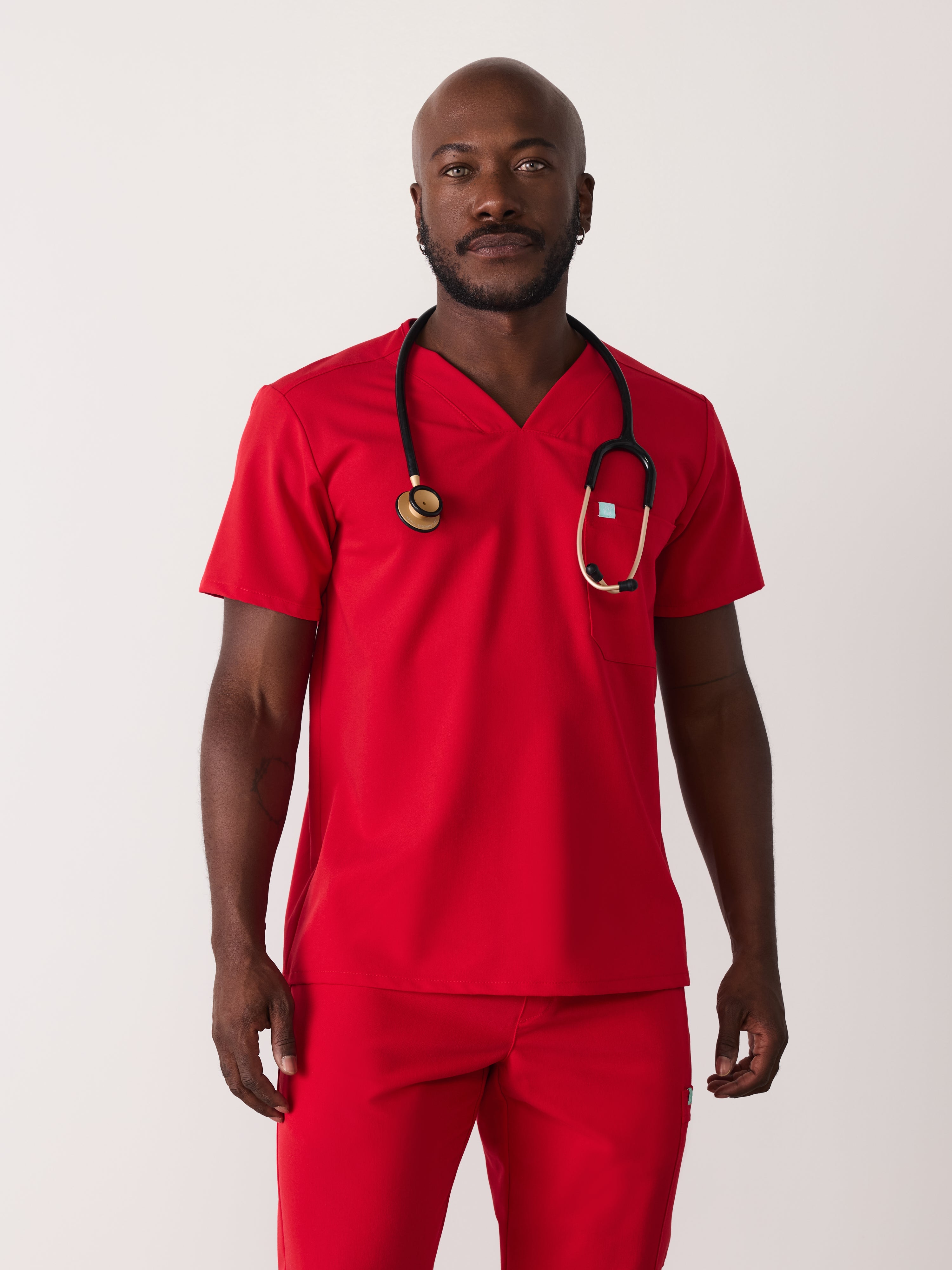 LOGAN RE-GARDE™ - CANDY CANE - One Pocket Men's Scrub Top - SILVADUR™ - Final Sale