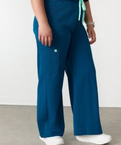 Alternative view of MILA RE-GARDE™ - OPAL BLUE - Wide Leg Scrub Pants - SILVADUR™