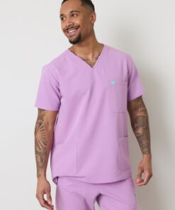 ZACK RE-GARDE™ - LILAC - Three Pockets Men's Scrub Top - SILVADUR™ - Final Sale