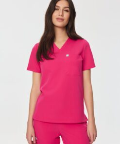 GABRIELLE RE-GARDE™ - PINK CRUSH - One Pocket Scrub Top - SILVADUR™