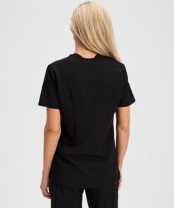 Alternative view of CHLOE RE-GARDE™ - BLACK - Three Pockets Scrub Top - SILVADUR™