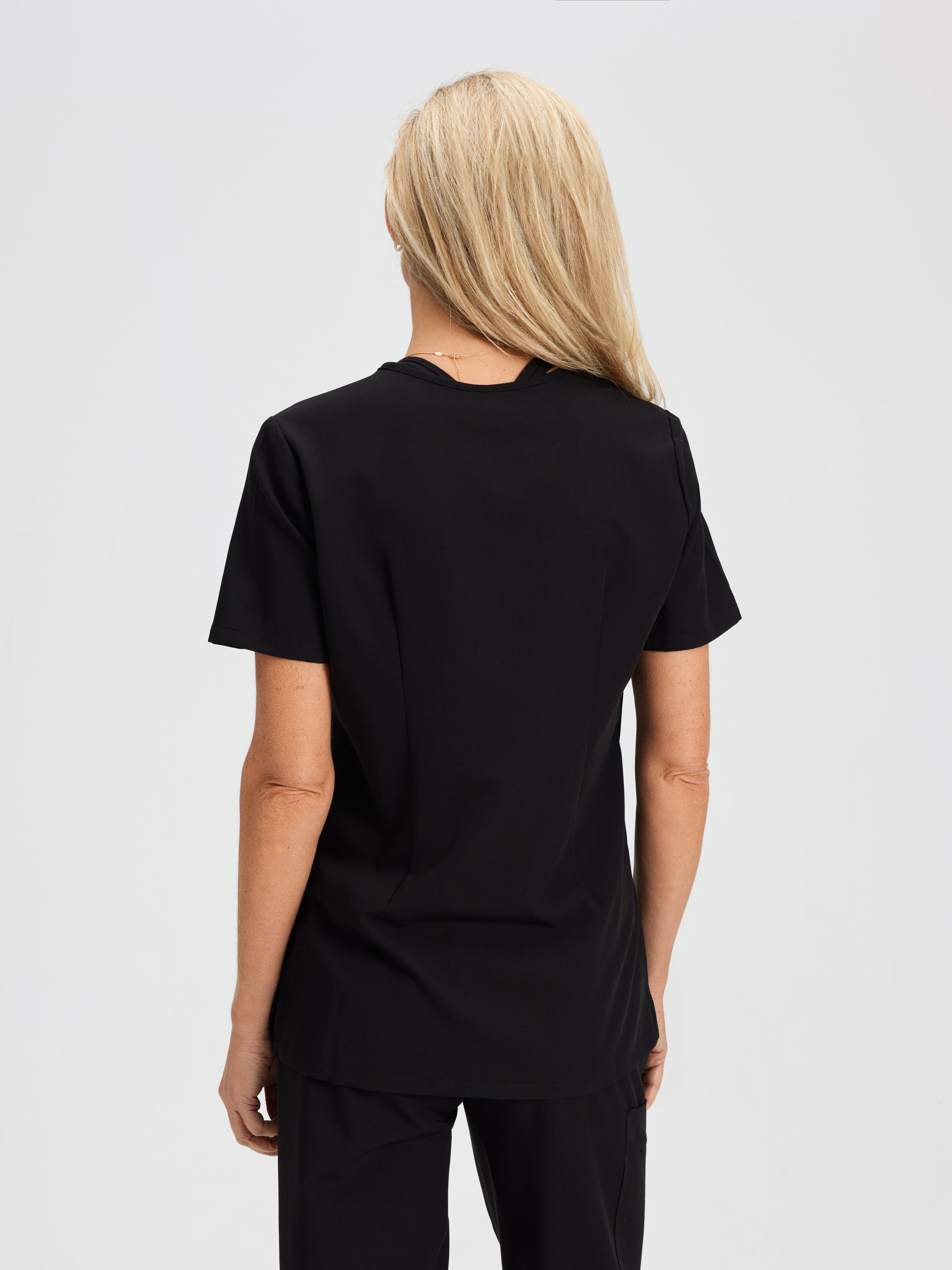 CHLOE RE-GARDE™ - BLACK - Three Pockets Scrub Top - SILVADUR™ - Image 2