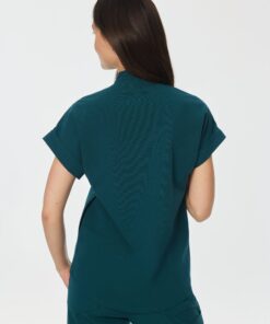 Alternative view of CHARLIE RE-GARDE™ - TEAL - Mandarine Collar Scrub Top - SILVADUR™