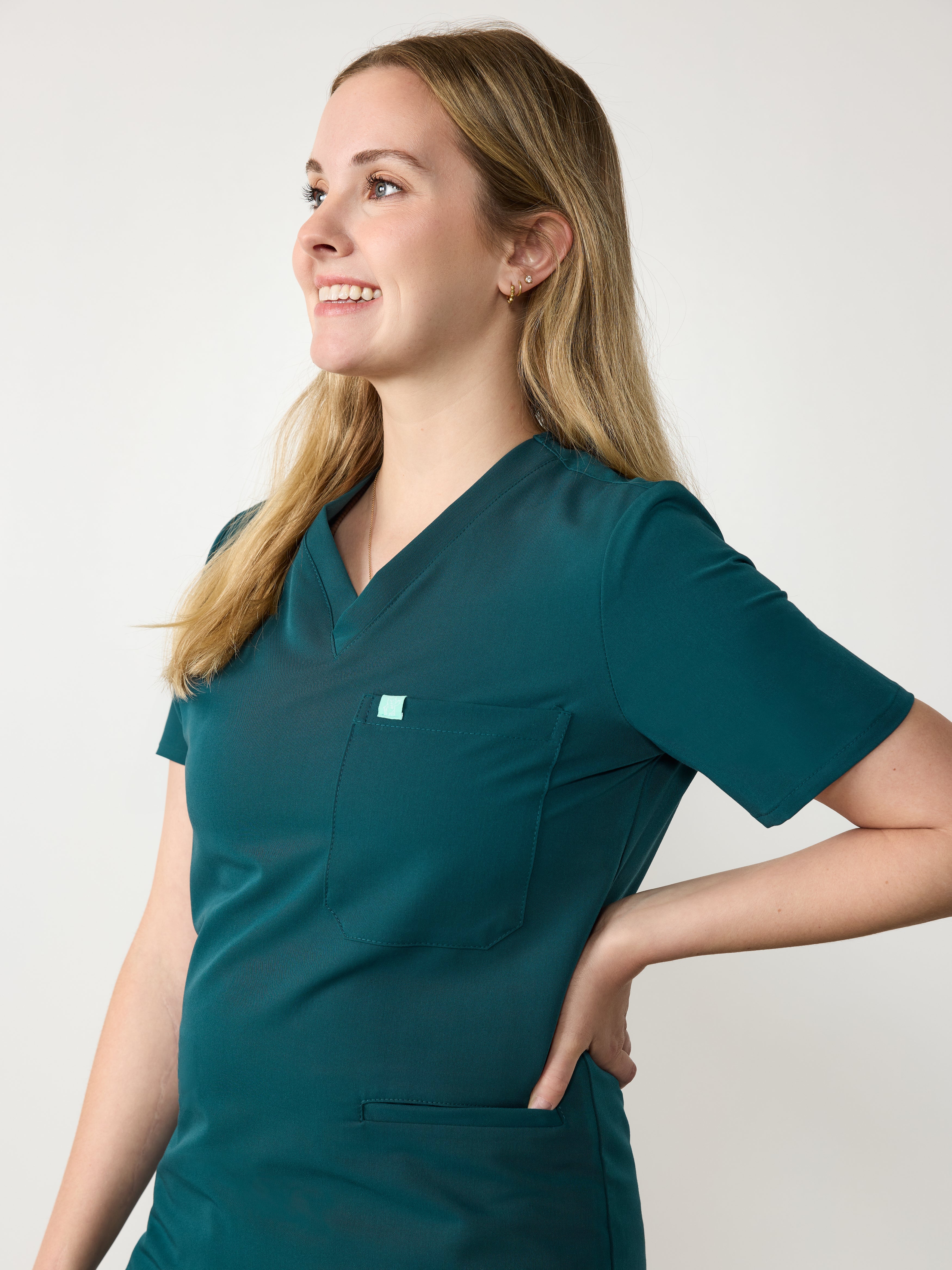 LIV RE-GARDE™ - TEAL - Three Pockets Scrub Top - SILVADUR™ - Image 2