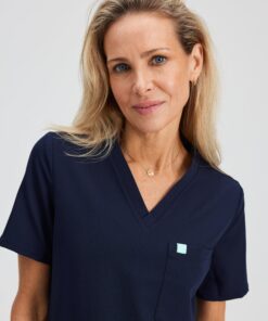 Alternative view of CHLOE RE-GARDE™ - NAVY - Three Pockets Scrub Top - SILVADUR™ - Final Sale