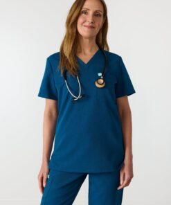 GABRIELLE RE-GARDE™ - OPAL BLUE - One Pocket Scrub Top - SILVADUR™