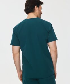 Alternative view of LOGAN RE-GARDE™ - TEAL - One Pocket Men's Scrub Top - SILVADUR™