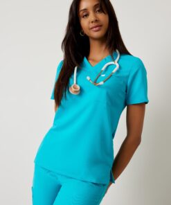 GABRIELLE RE-GARDE™- TURQUOISE - One Pocket Scrub Top - Final Sale