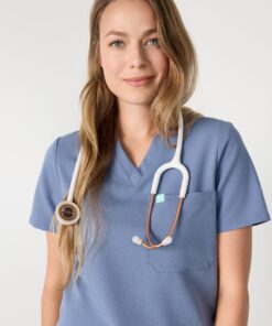 Alternative view of GABRIELLE RE-GARDE™ - BLUE HORIZON - One Pocket Scrub Top - SILVADUR™ - Final Sale