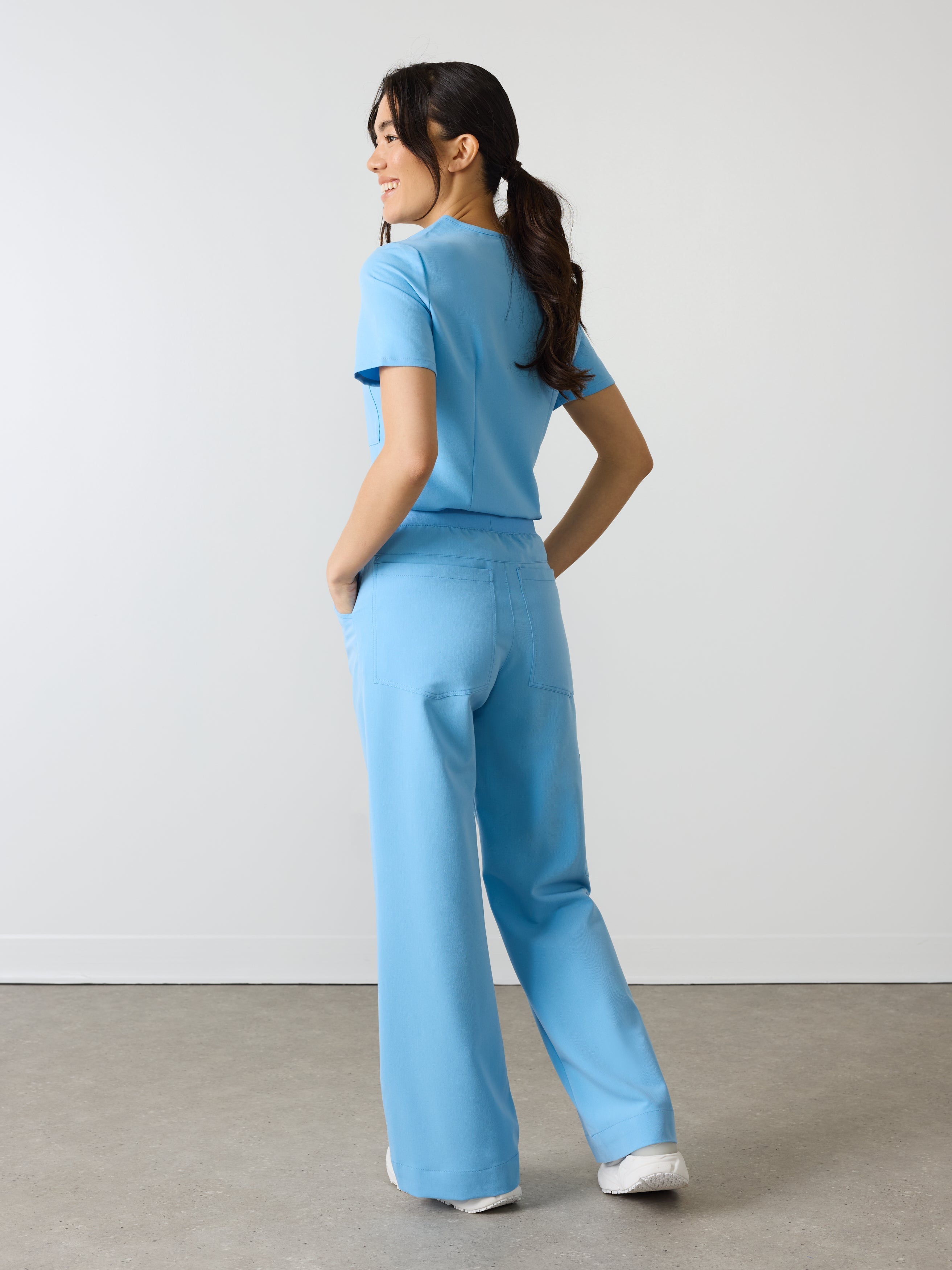 MILA RE-GARDE™ - CLASSIC BLUE - Wide Leg Scrub Pants - SILVADUR™ - Image 4